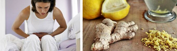 stomachache with parasites and ginger with lemon to get rid of them