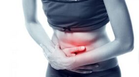 Abdominal pain with damaged bandages